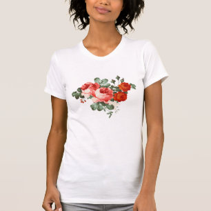Camiseta Estilo de tracción manual de rosas rojas ventilare