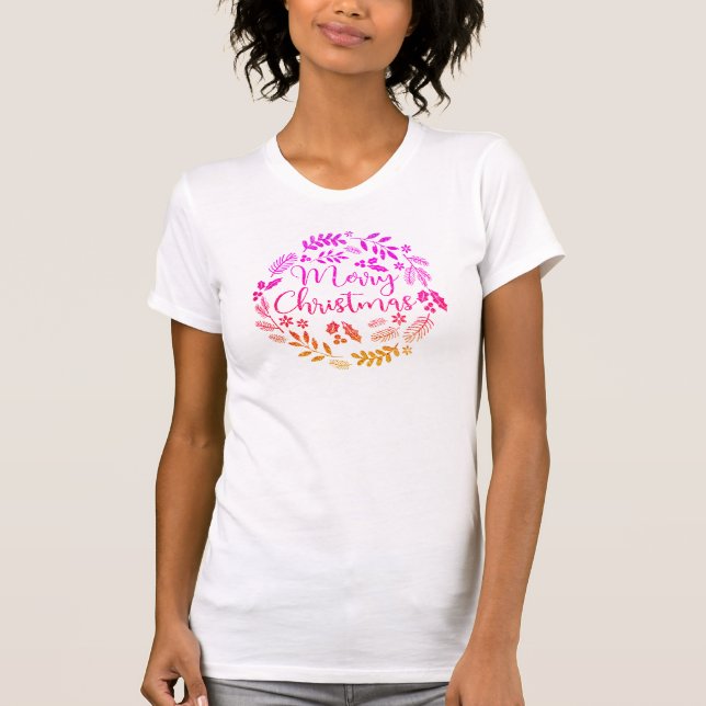 Camiseta Estilo de vacaciones con Navidades de flores de Gu (Anverso)