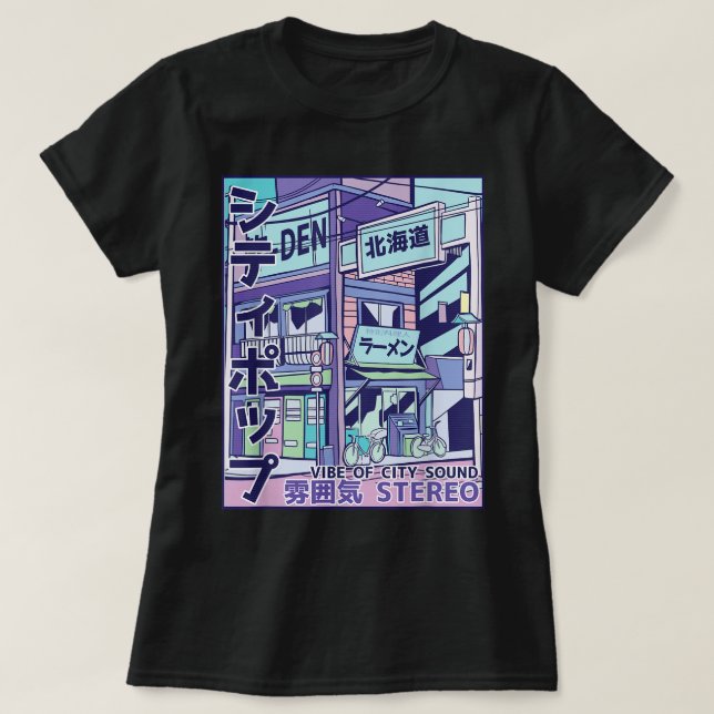 Camiseta Estilo de vaporwave estético pop de la ciudad de l (Diseño del anverso)