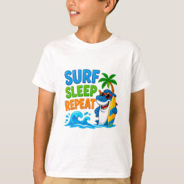 Camiseta 🦈 Estilo de verano de dibujos animados de surf pa