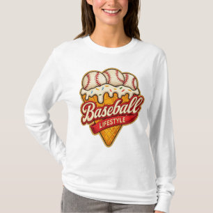 Camiseta Estilo de vida de béisbol Cono de helado Deportes