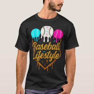 Camiseta Estilo de vida de béisbol, helado de goteo de béis