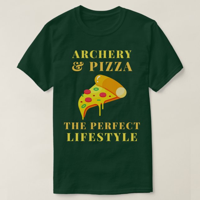 Camiseta estilo de vida de tiro con arco y pizza (Diseño del anverso)