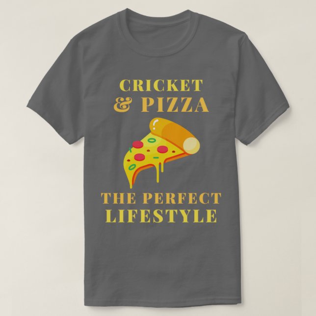 Camiseta estilo de vida del cricket y la pizza (Diseño del anverso)