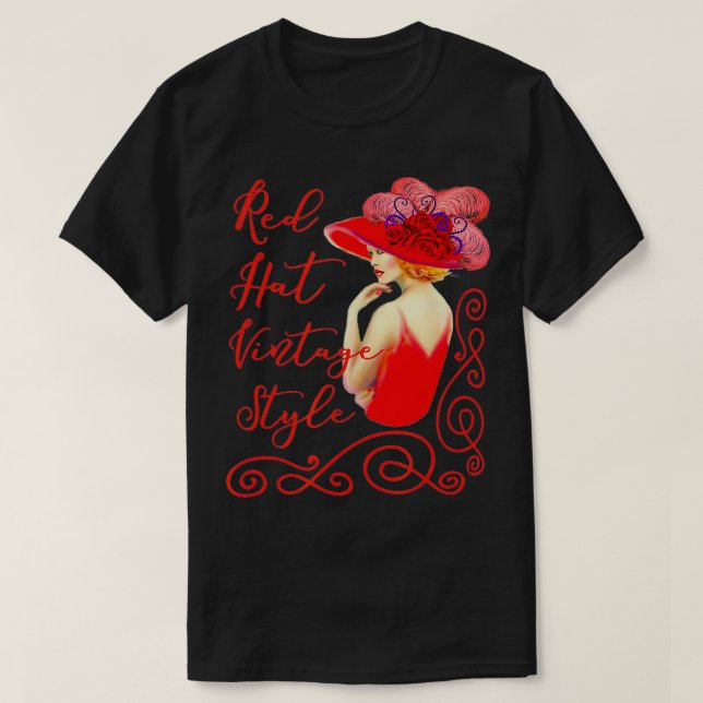 Camiseta Estilo de vintage de Gorra rojo (Diseño del anverso)