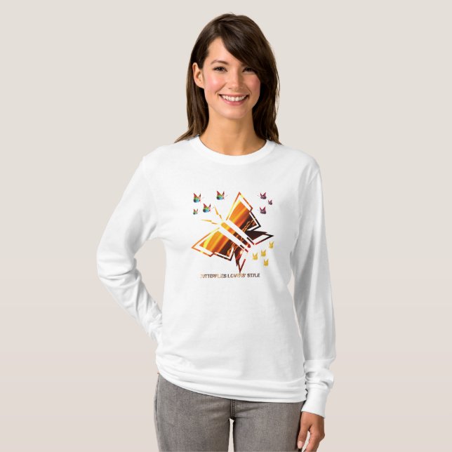Camiseta Estilo del amante de la mariposa (Anverso completo)