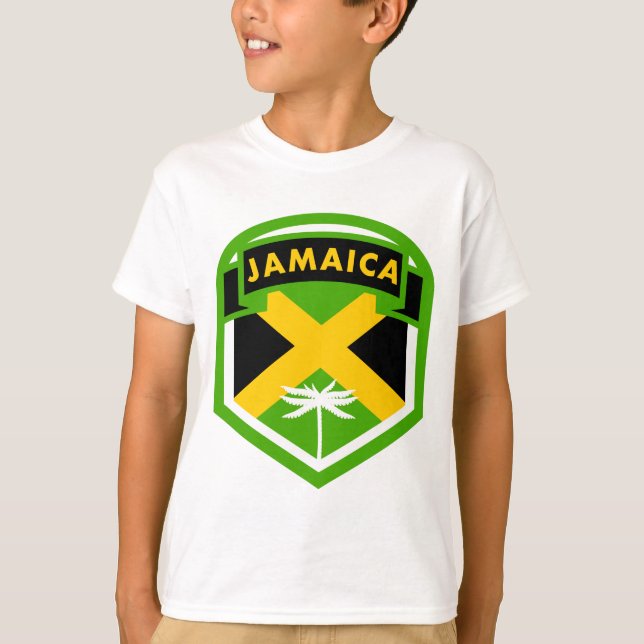 Camiseta Estilo del Escudo de la bandera de Jamaica (Anverso)