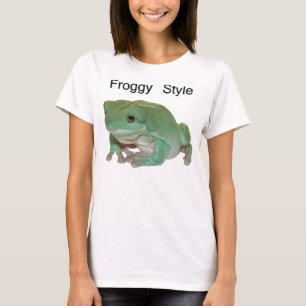 Camiseta Estilo del Froggy - la rana arbórea del blanco