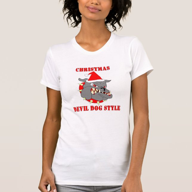 Camiseta Estilo del perro de diablo del navidad del Cuerpo (Anverso)