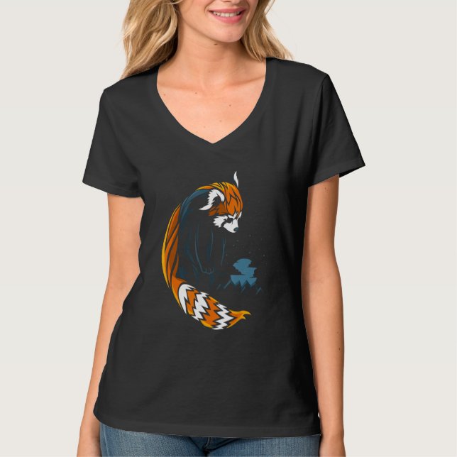 Camiseta Estilo del tatuaje del Panda rojo (Anverso)