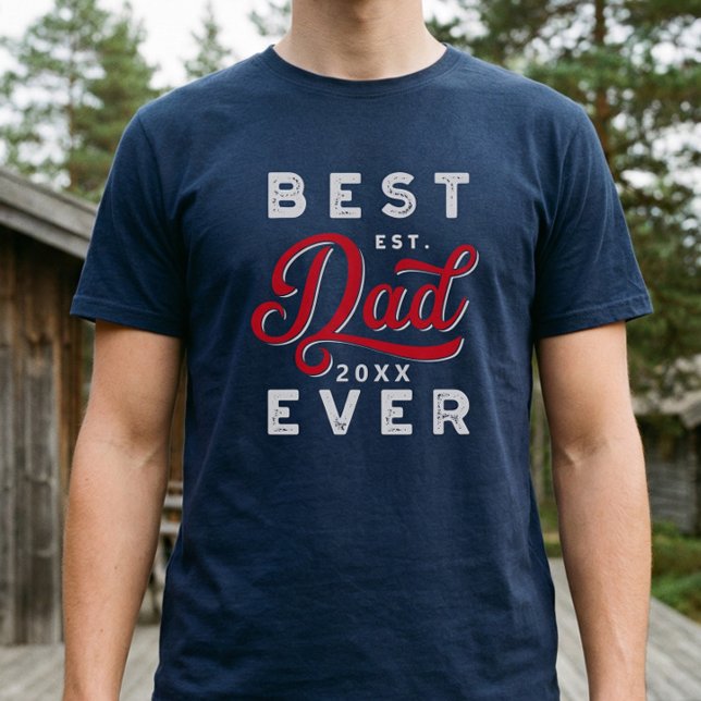 Camiseta Estilo deportivo rojo y emblema naval mejor que nu (Sporty Best Dad Ever Father’s Day Gift Keepsake T-Shirt)