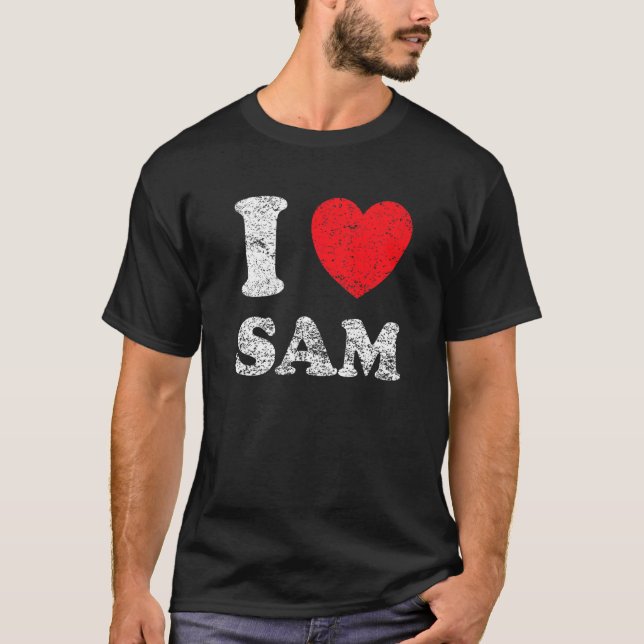 Camiseta Estilo desgastado grunge angustiado amo a Sam (Anverso)