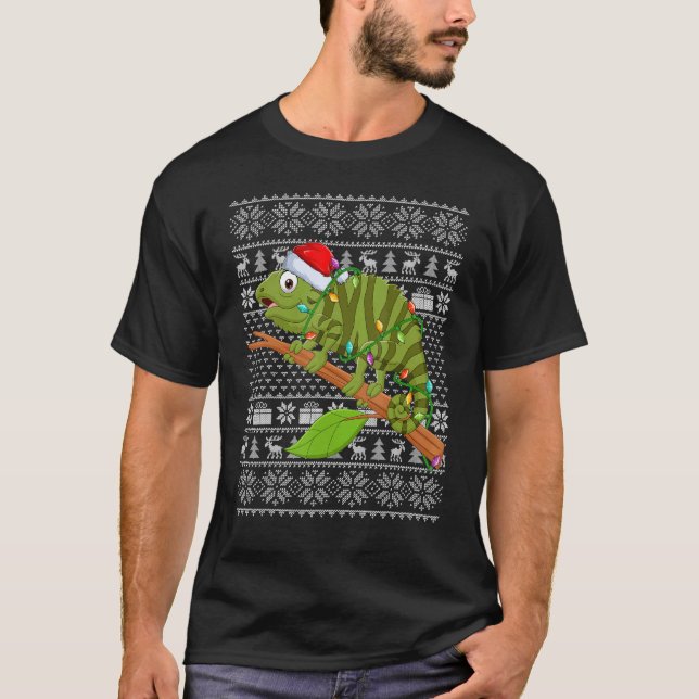Camiseta Estilo dulce feo Noches Luces Santa Iguana Cristo (Anverso)