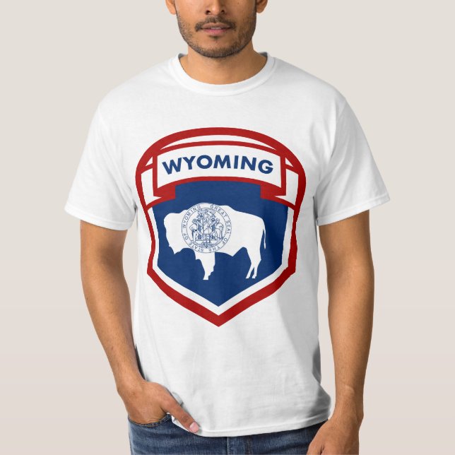 Camiseta Estilo Escudo de la bandera del estado de Wyoming  (Anverso)