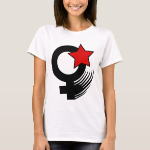 Camiseta Estilo feminista rojo de la acción en la muñeca