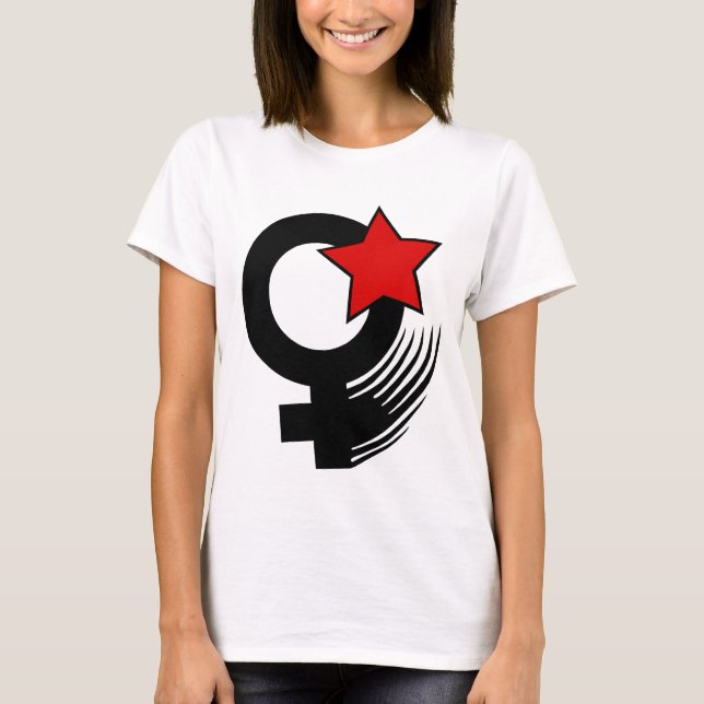 Camiseta Estilo feminista rojo de la acción en la muñeca (Anverso)