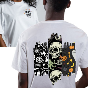 Camiseta Estilo Gótico Vintage Triple Trazo de Pincel Hallo