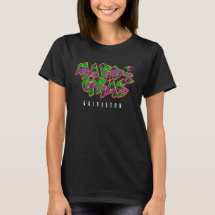 Camiseta Estilo Graffiti de Mardi Gras Galveston Texas TX