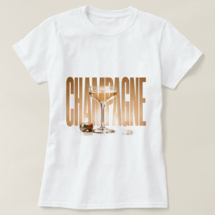 Camiseta Estilo Gráfico Editorial de Celebración de Champán