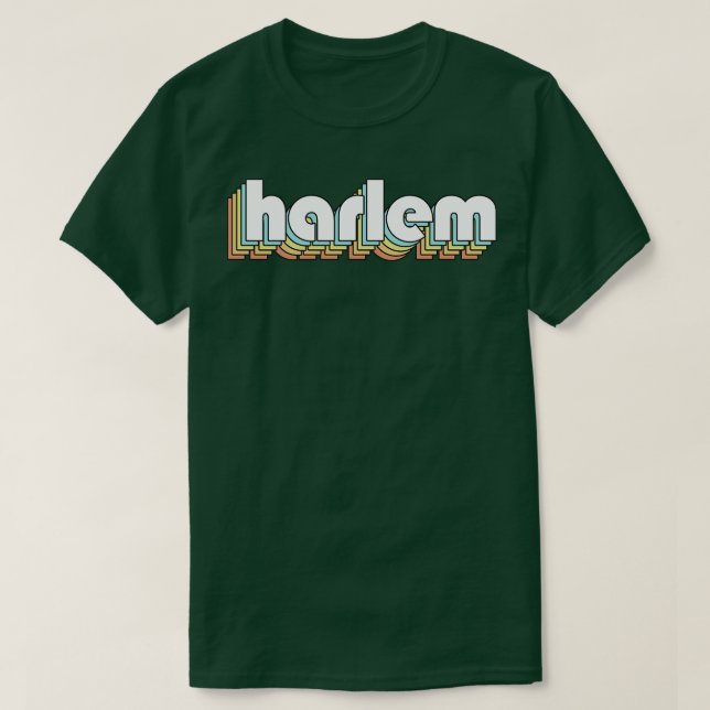 Camiseta Estilo Harlem Retro Rainbow Typography (Diseño del anverso)