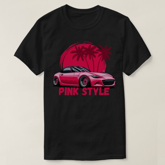 Camiseta Estilo MX5 Miata Rosa (Diseño del anverso)