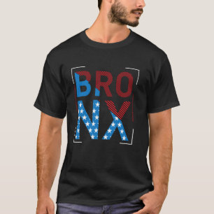 Camiseta Estilo Patriótico Bronx USA Bandera Estrellas y Fr