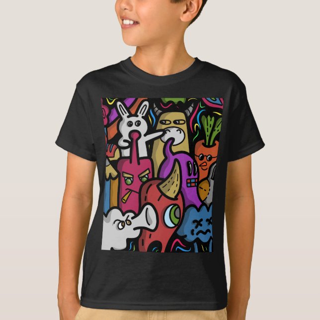 Camiseta Estilo personalizado de arte de garabatos dibujado (Anverso)