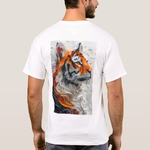 Camiseta Estilo Picasso Resumen Tigre 3D Gráfico T-Sh Blanc