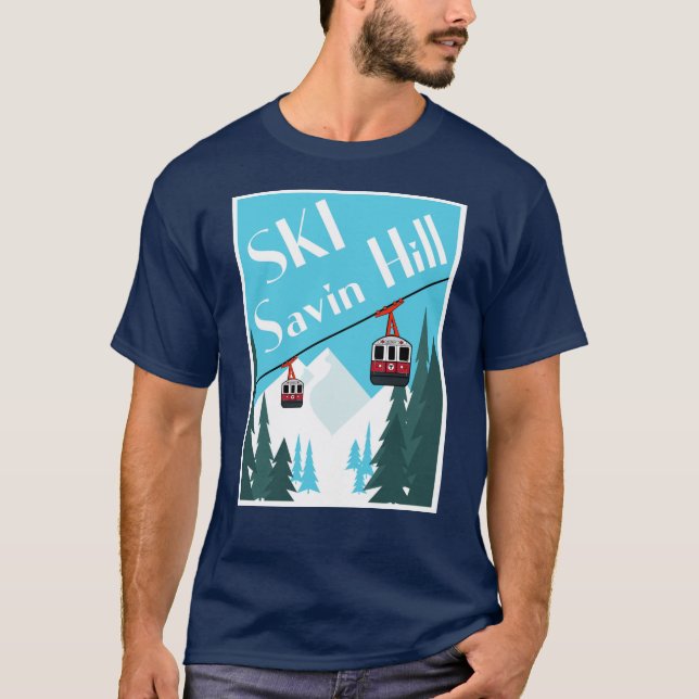 Camiseta estilo Poster de esquí de Savin Hill Retr (Anverso)