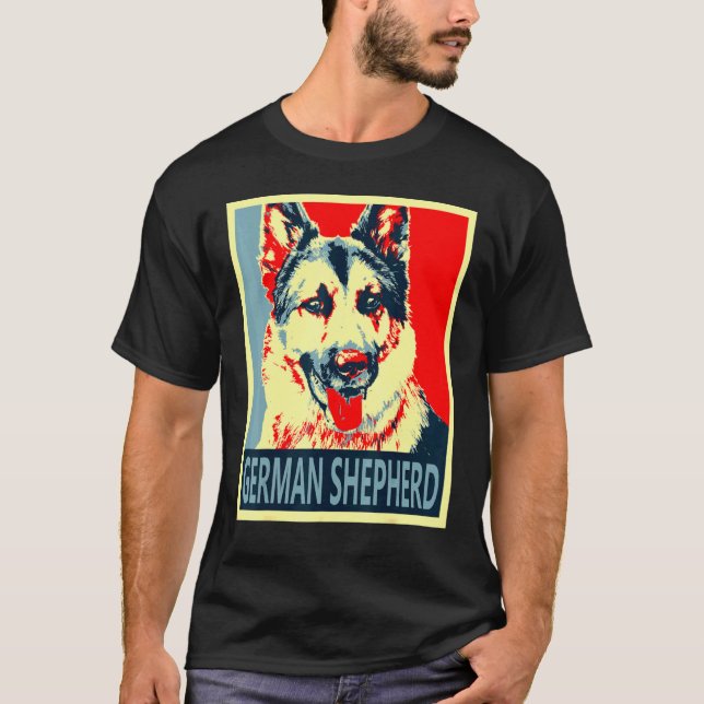 Camiseta Estilo Poster de propaganda pastora alemán (Anverso)