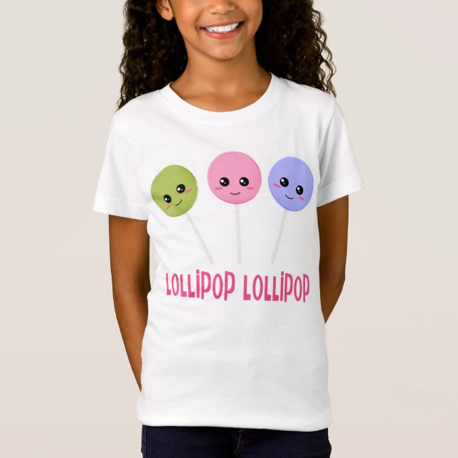Camiseta Estilo púrpura de Kawaii del rosa del verde del (Anverso)