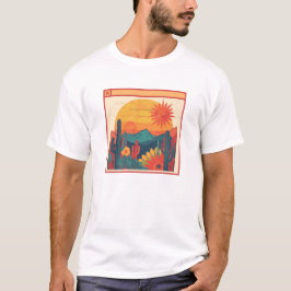 Camiseta Estilo Retro Caprichoso Boho Paisaje Atardecer