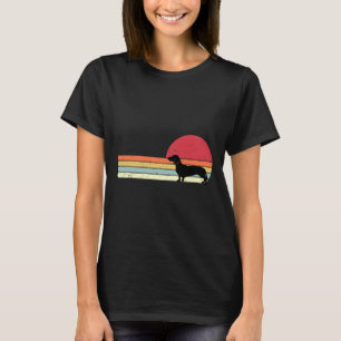 Camiseta Estilo retro Dachshund Silhouette de Vintage Sunse