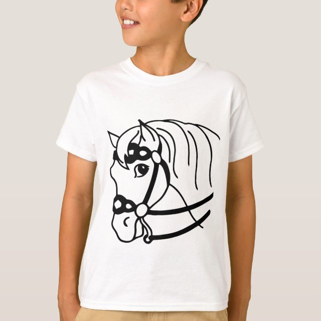 Camiseta Estilo retro de cabeza mínima de caballo Arte anim (Anverso)