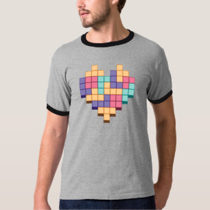 Camiseta Estilo retro de corazón de juego de bloques