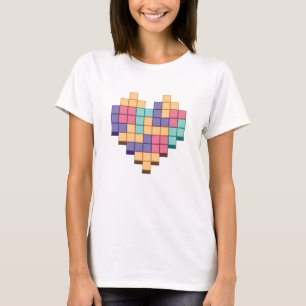 Camiseta Estilo retro de corazón de juego de bloques