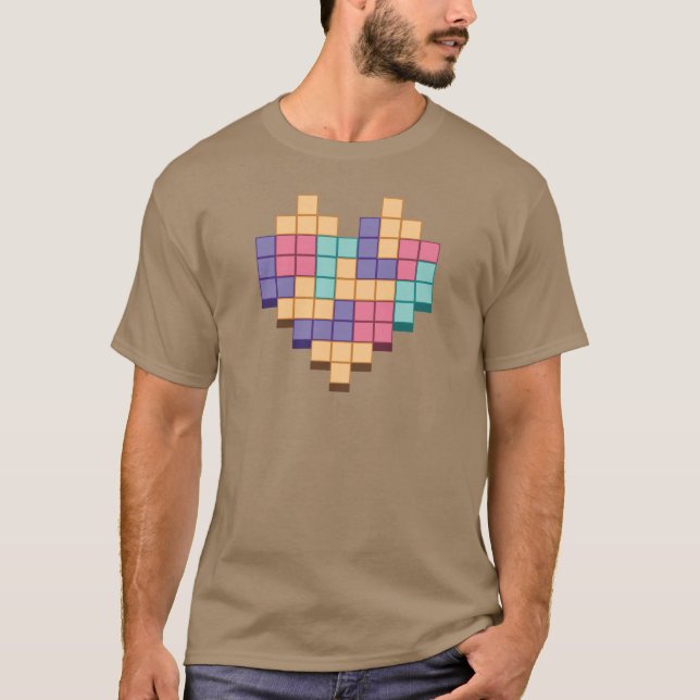 Camiseta Estilo retro de corazón de juego de bloques (Anverso)