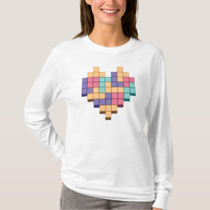 Camiseta Estilo retro de corazón de juego de bloques