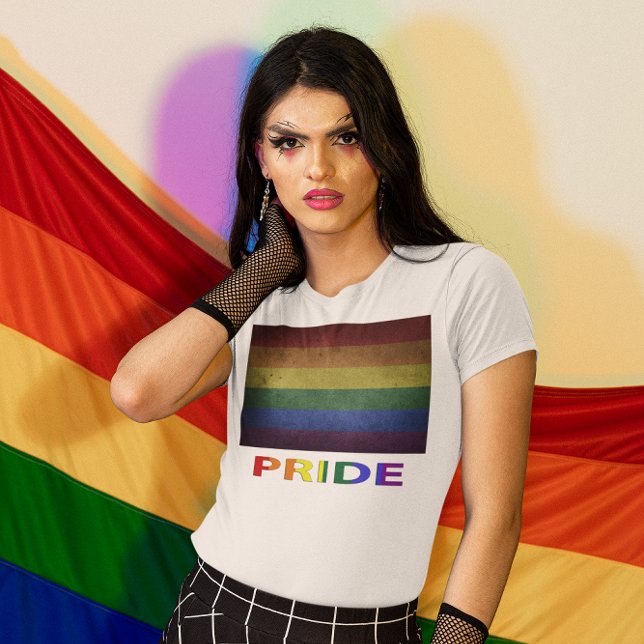 Camiseta Estilo retro de la bandera del orgullo LGBT (LGBT Rainbow Pride Flage Retro Style Women's T-Shirt)