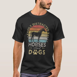 Camiseta Estilo Retro Distraído Fácilmente Por Caballos Y P