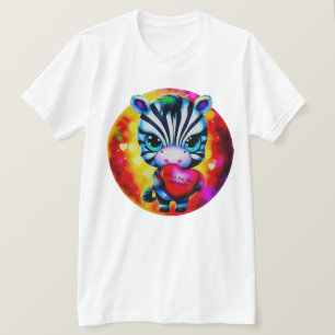 Camiseta Estilo retro dulce cebra Valentine