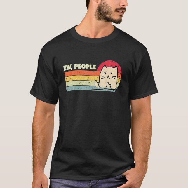 Camiseta Estilo Retro Ew Gente Gato   Gato (Anverso)