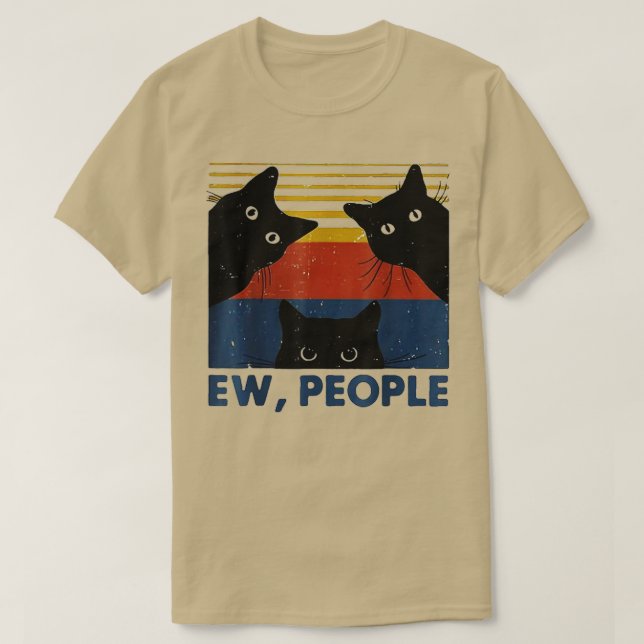 Camiseta Estilo Retro Ew People Funny Cat Introvert (Diseño del anverso)