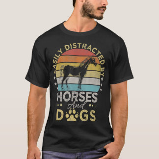 Camiseta Estilo retro fácilmente distrado por caballos y pe