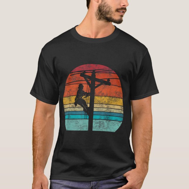 Camiseta Estilo retro Lineman Cell Tower Line Worker (Anverso)