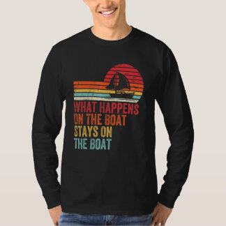 Camiseta Estilo Retro   Lo Que Pasa En El Barco Se Queda En