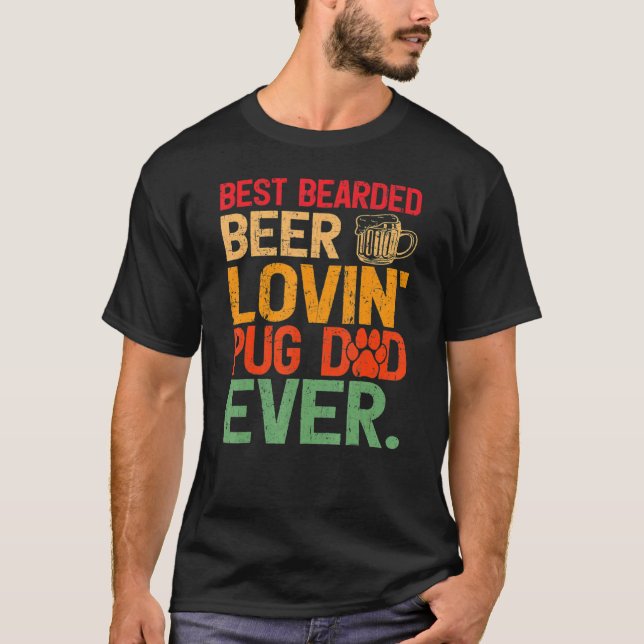 Camiseta Estilo Retro Mejor Cerveza Con Cabeza Lovin Pug Da (Anverso)