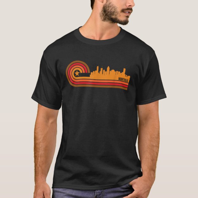 Camiseta Estilo Retro Montreal Quebec Skyline Canada (Anverso)