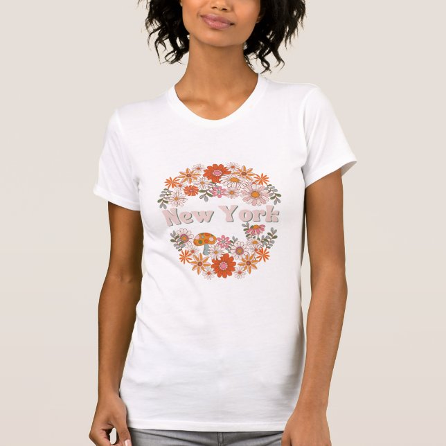 Camiseta estilo retro New York Power Flower T-Shir (Anverso)