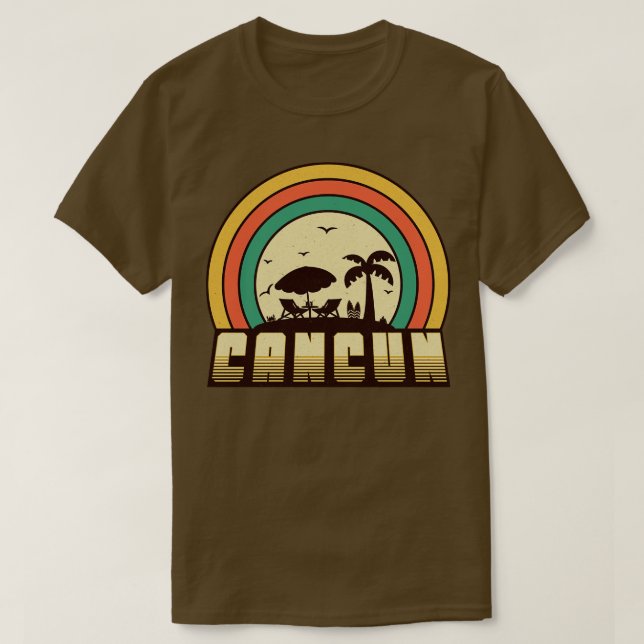 Camiseta Estilo Retro Sunset de Cancun Beach (Diseño del anverso)